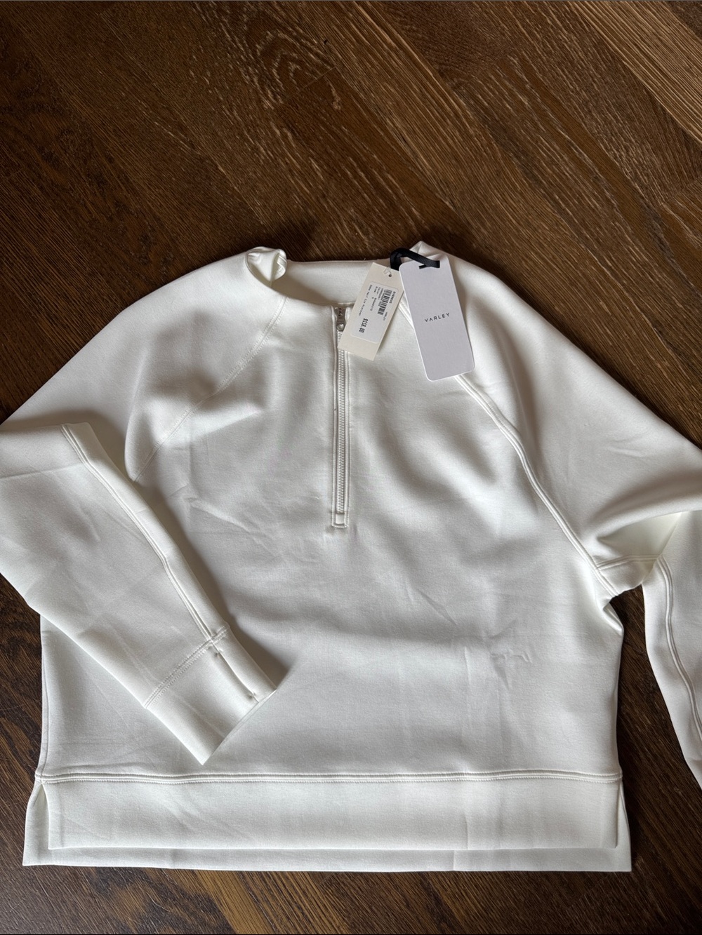 Varley White Half-Zip Crew Sweatshirt